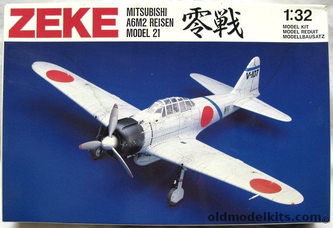 Swallow Model 1/32 Mitsubishi A6M2 Reisen Model 21 Zeke - Ace Saburo Sakai Tainan Air Corps / G. Arita Tainan Air Corps / IJN Akagi 1941 / Kounoike Air Corps 1944, 3201 plastic model kit
